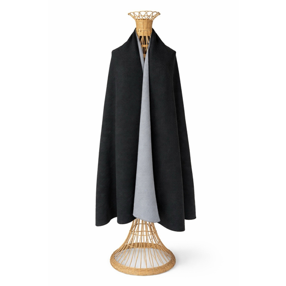 Calvin Klein Accessories - Oversized Reversible Wool Wrap Shawl Gray Black 105 x 24 Minimalist